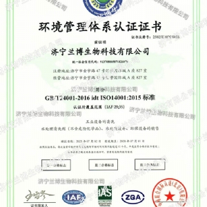 环境管理体系认证证书